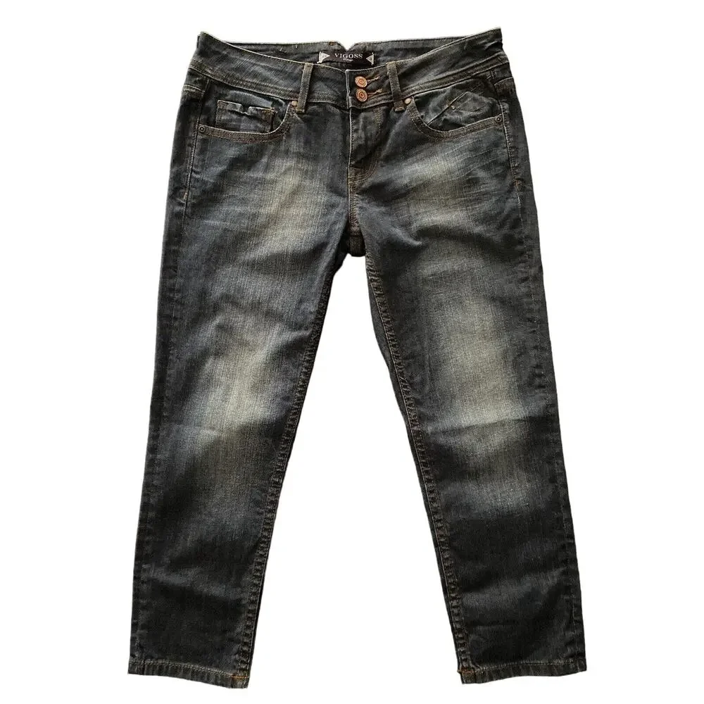 VIGOSS Fit/Capri Low-Rise Distressed Blue Jeans sz 28 (5/6)